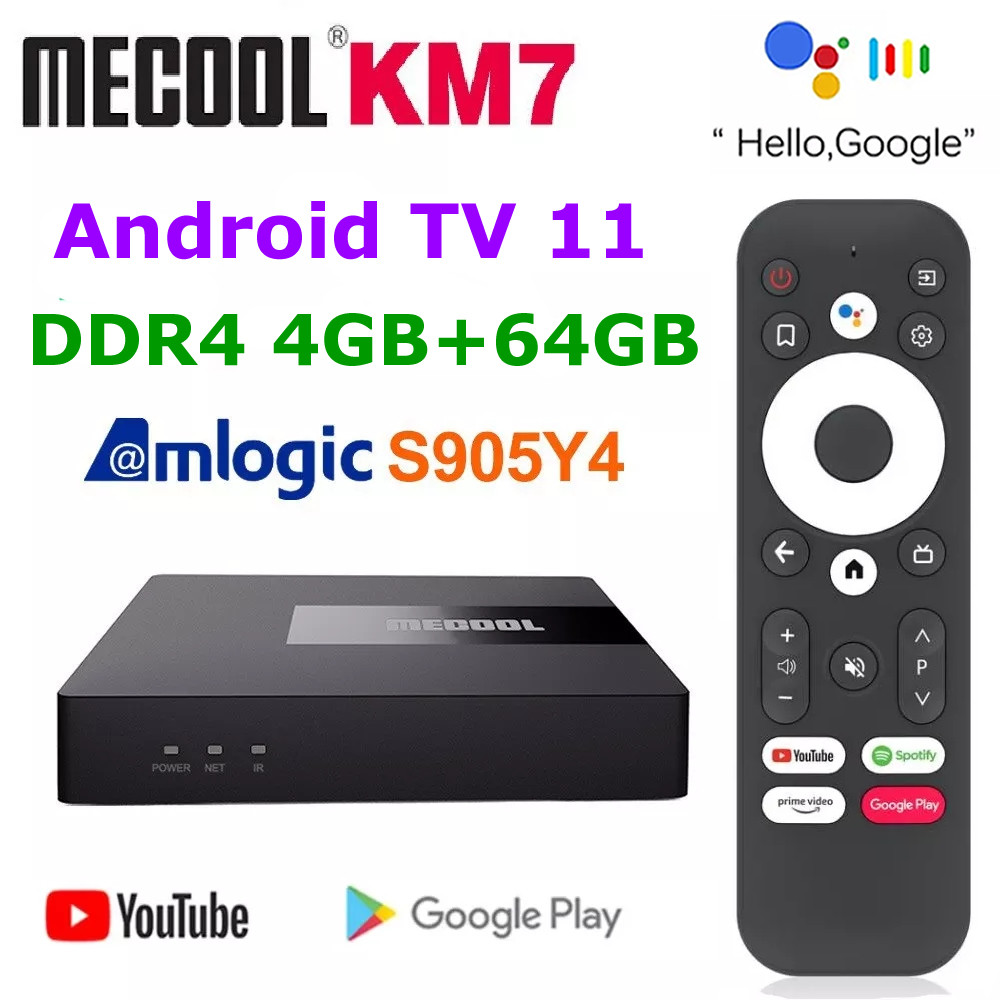 Android 11 TV Box Mecool KM7 ATV Google Certified Amlogic S905Y4 DDR4