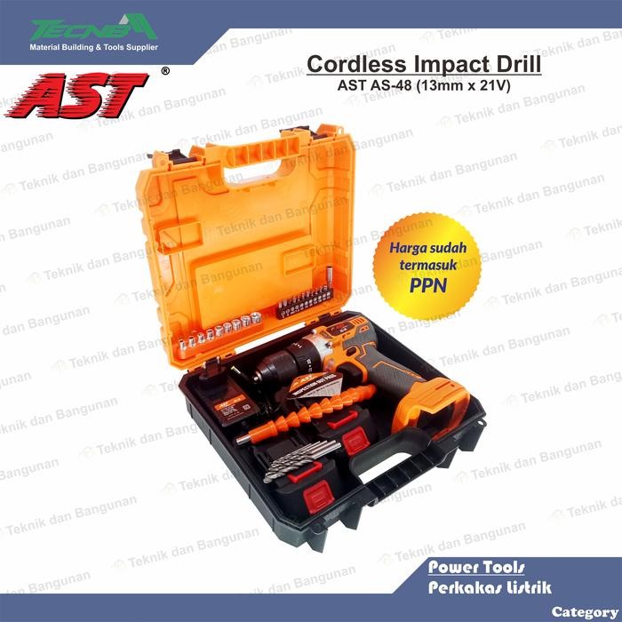 Cordless Impact Drill Mesin Bor Impact Baterai Ast As-48 21V