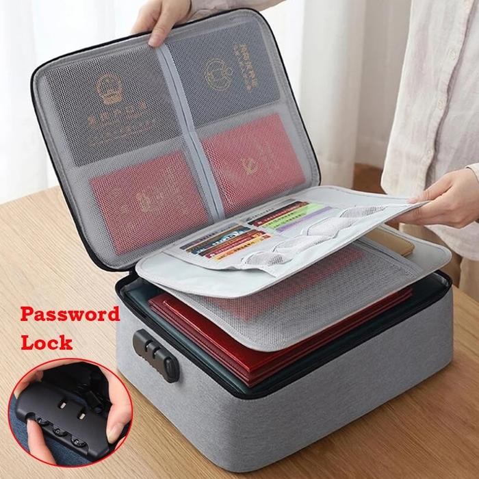 

[Deli Atk] Tas Dokumen Travel Bag Document Storage Box Dengan Password Travelling