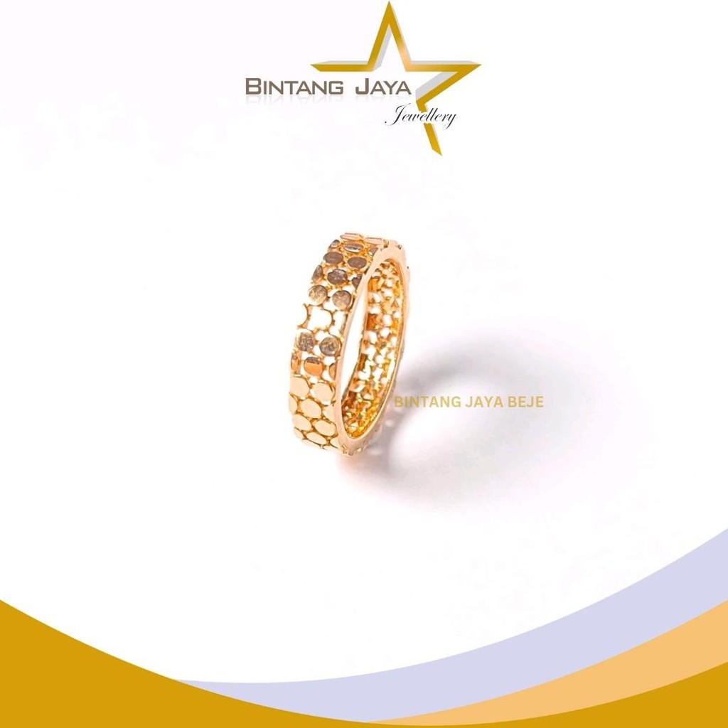 Cincin Emas Asli - Bubble Rosegold - Kadar (17K) -  | 3,08 Gram Ukuran No. 14 - Desain bubble modern