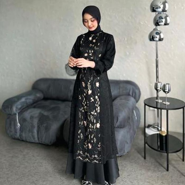 Zahra Batik - Maxi Dress Lebaran Terbaru 2025 Gamis Kondangan Remaja Kekinian Gamis Brukat Modern