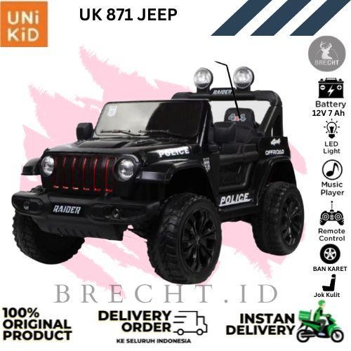 Ready JT Mainan Anak Mobil Aki Jeep Rubicon Unikid UK 871 Ban Karet Jok Kulit