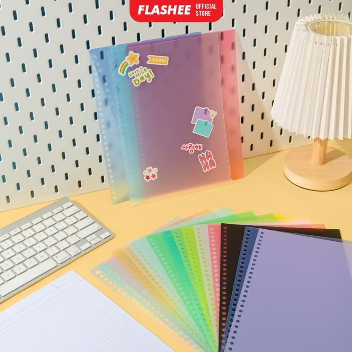 

FLASHEE PAKET BUNDLE COVER SAMPUL LOOSE LEAF A5 B5 A4 COVER NOTEBOOK TRANSPARAN 10 LEMBAR PEMBATAS