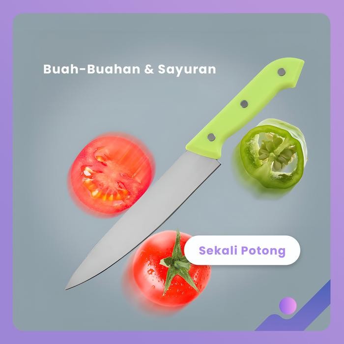 COD KEREN - Set Pisau Dapur Lengkap 5 In 1 Stainless Steel Anti Karat Perlengkapan Dapur Kitchenware