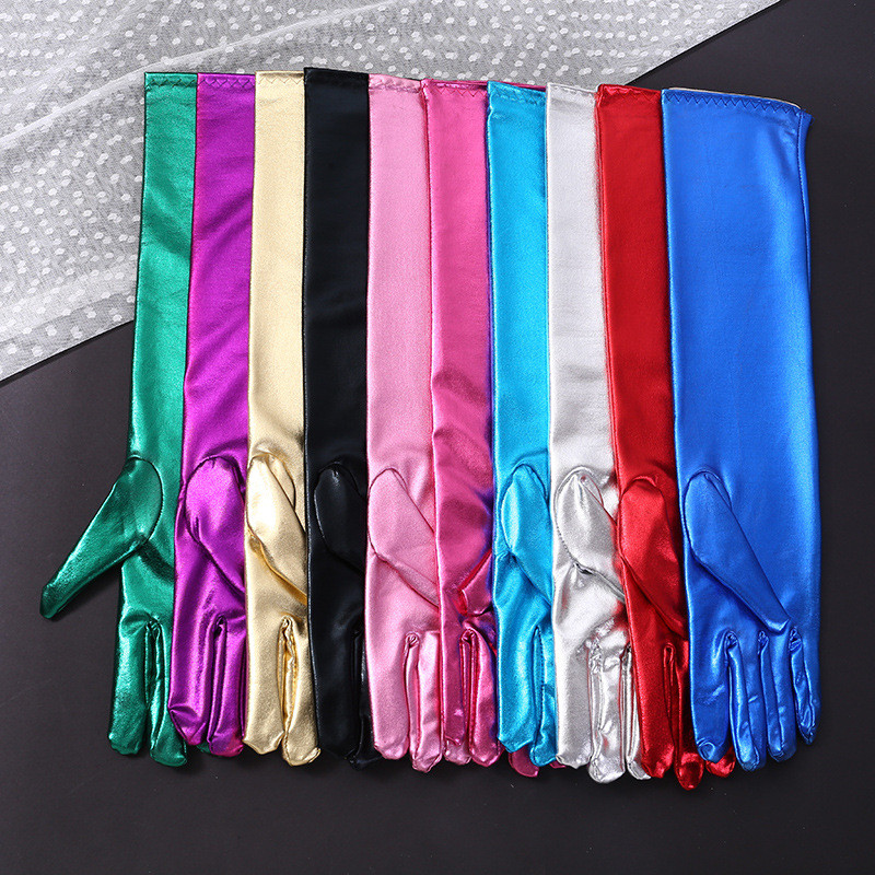 Sexy Patent Leather Gloves Cosplay Nightclub Pole Dance Halloween Woman Stage Performance Full