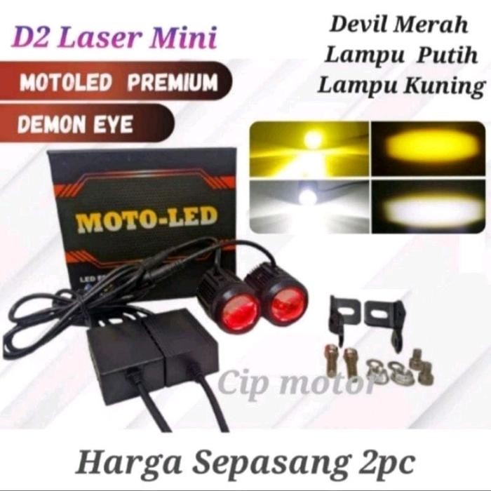 Lampu Tembak D2 Laser Motoled Premium Demon Eye