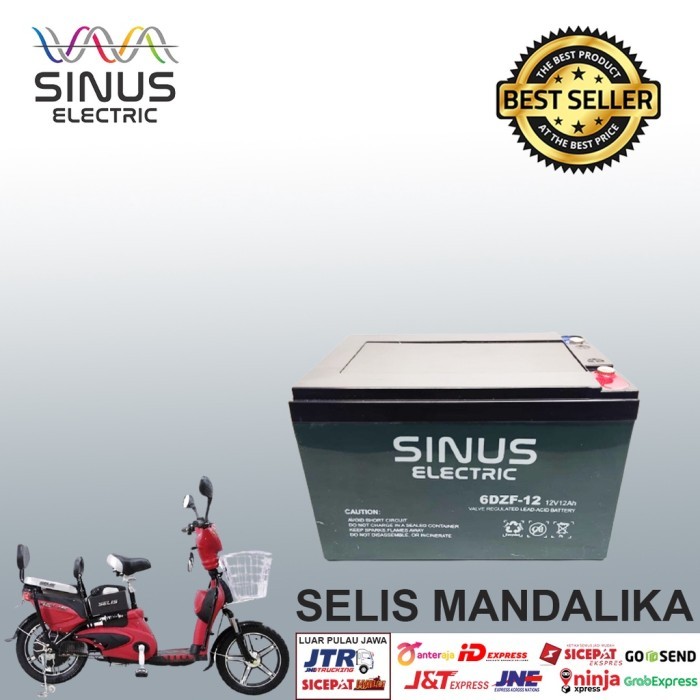 Aki Sepeda Listrik 6 DZF 12 SELIS MANDALIKA 12V 12Ah Aki VRLA.