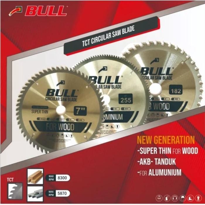 PREMIUM BULL Mata Gergaji 7 inch Untuk Alumunium / Circular Saw Blade 7" Super Thin BLCA07