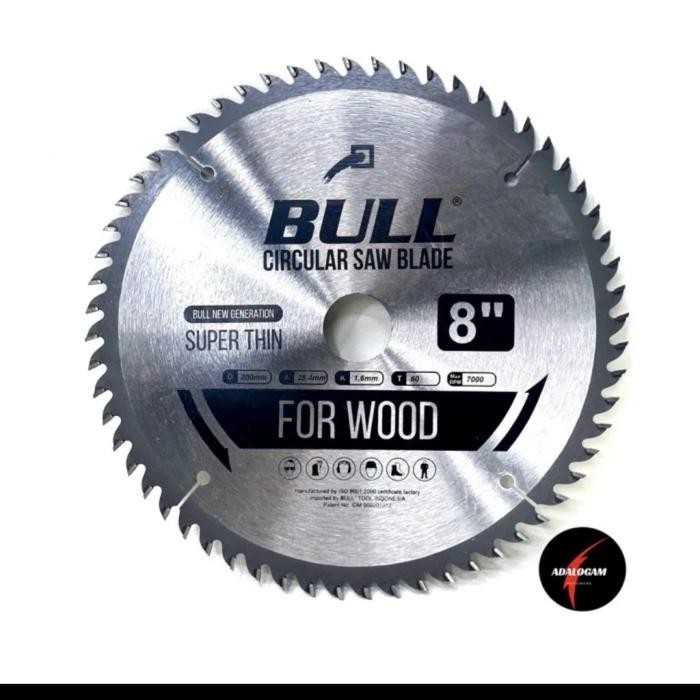 PREMIUM mata pisau gergaji kayu 8" x 60T potong belah kayu circular saw BULL