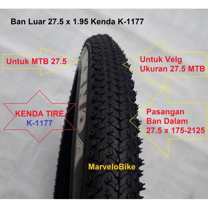 ban luar sepeda 27.5 x 1.95 kenda k-1177 small block [mutu terbaik]