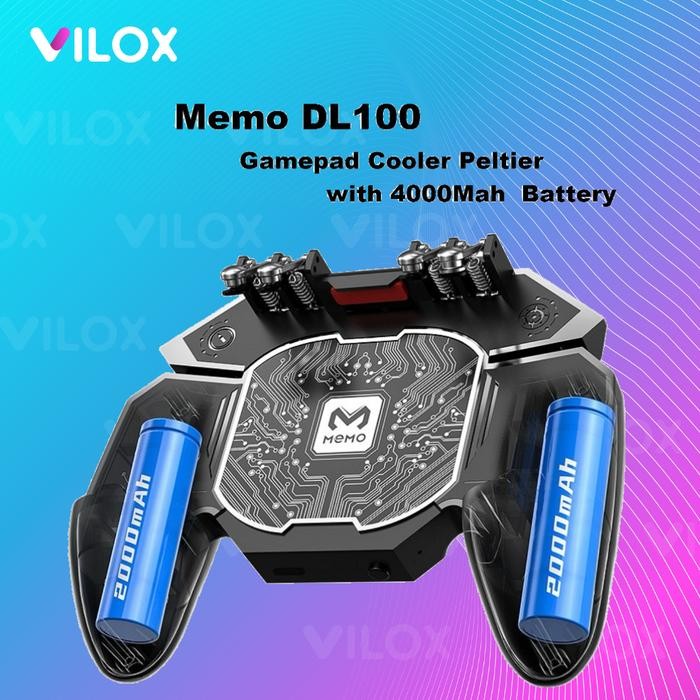 memo dl100 gamepad cooler pendingin hp gaming peltier 4000mah 6 finger