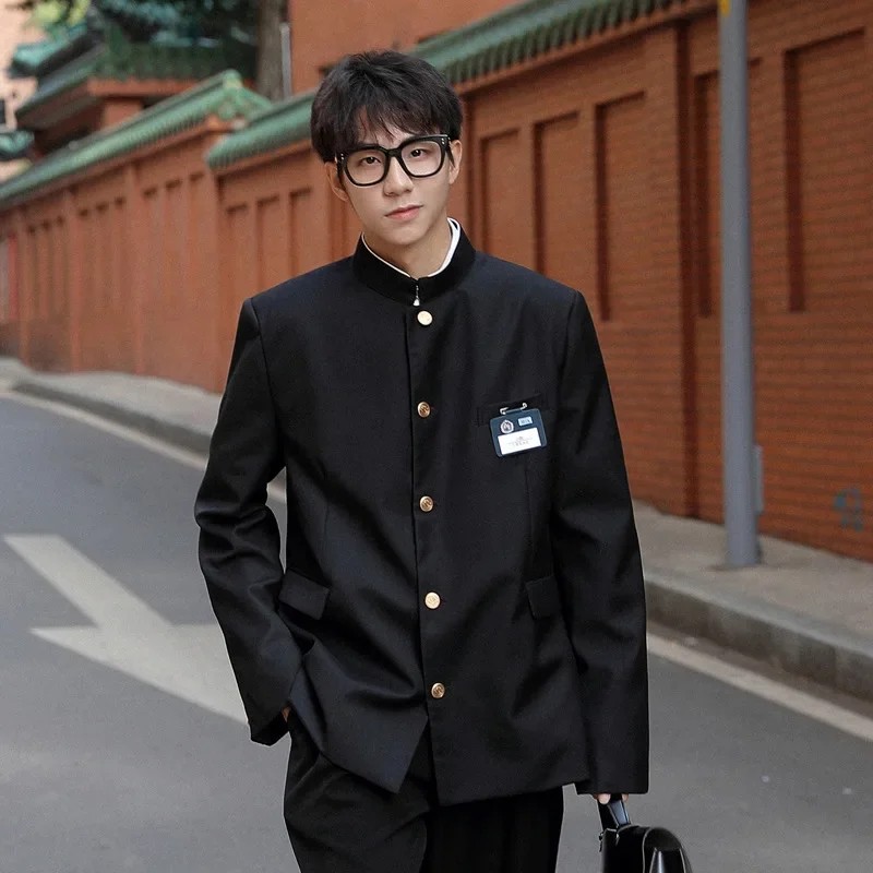 Fashion Dk Uniform Men Jacket Japanese Stand Collar Mao Suit Men Hot Blood College Uniform Solid