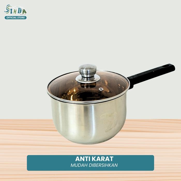Sinda Panci Susu / Set Panci Stainless Tutup Kaca Panci Gagang Panci Sayur / Milk Pot Steel