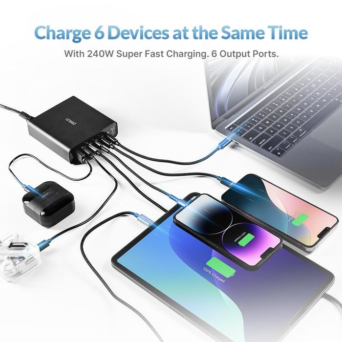 PROMO / TERMURAH UNEED GaN Charger 240W with Display PPS QC 4.0 PD 3.0 AFC - UCH482 TERBAIK