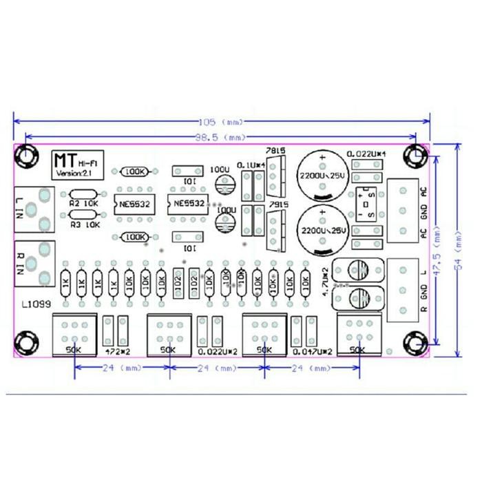Tone Control Ne5532 Kit Tune Kontrol Hifi Audio Pre Amplifier Stereo