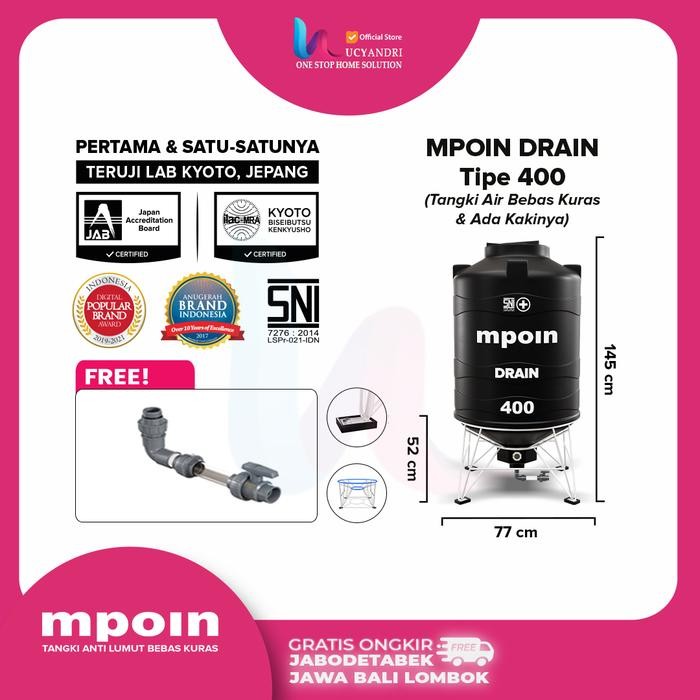 Harga Tangki Air Mpoin 350 Liter Toren Mpoin Plus 400 Drain Tandon