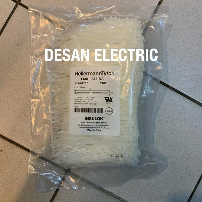 

Kabel Ties Insulok Hellermanntyton T18R 10Cm Isi 1000Pcs Putih & Hitam