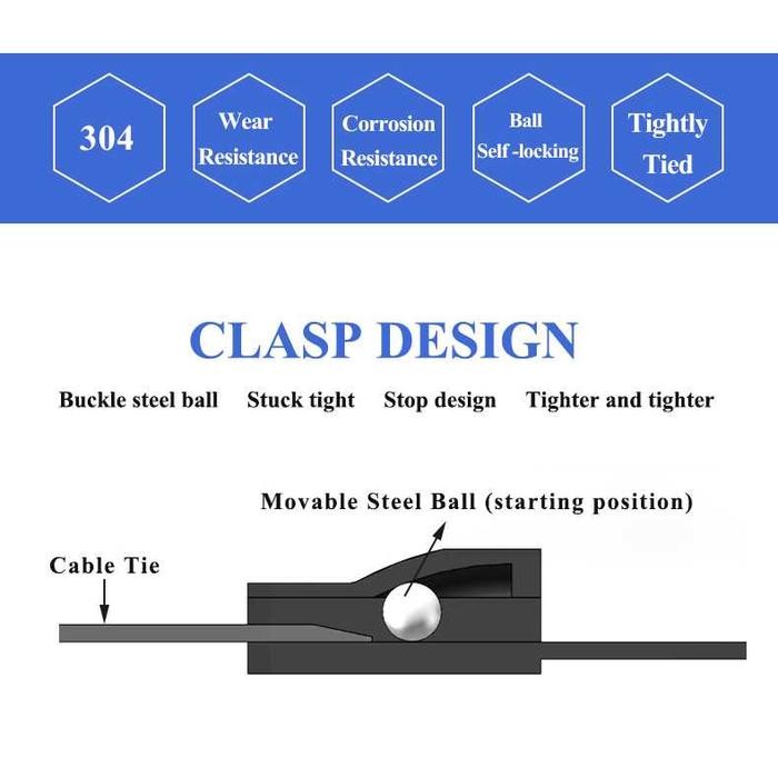 

Cable Ties Stainless 100Pcs, 25Cm 45Cm, Ss304 Anti Karat, Tali Ripet Besi, Kabel Tis
