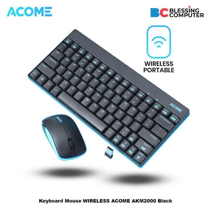 Keyboard Mouse WIRELESS ACOME AKM2000 Black