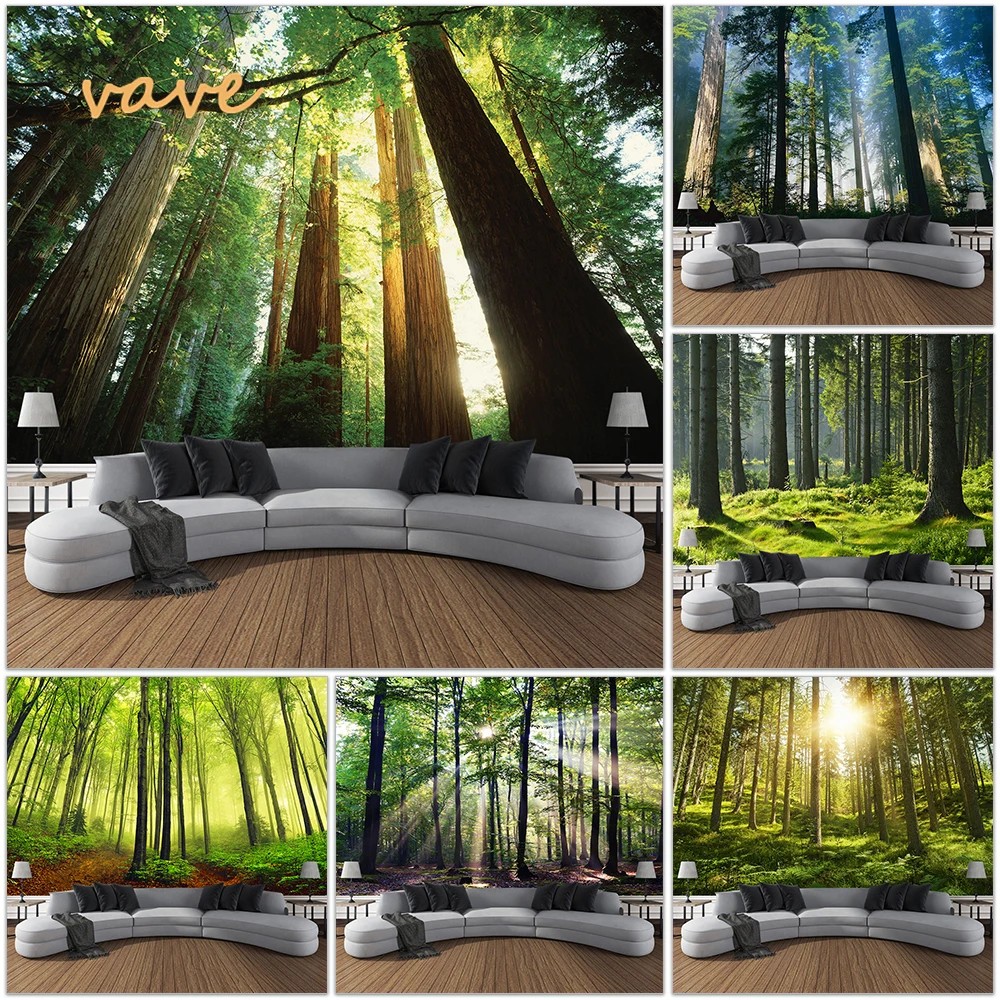 Fantasy Forest Tree Tapestry Wall Hanging Bohemian Natural Landscape Jungle Printed Fabric Large