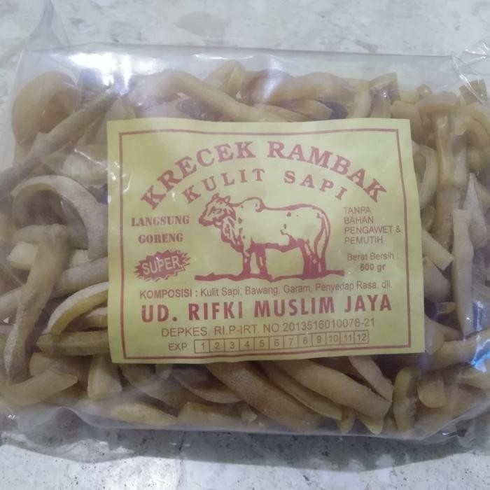 

New KERUPUK RAMBAK SAPI MENTAH PANJANG CAP RIFKI MUSLIM JAYA KUNING