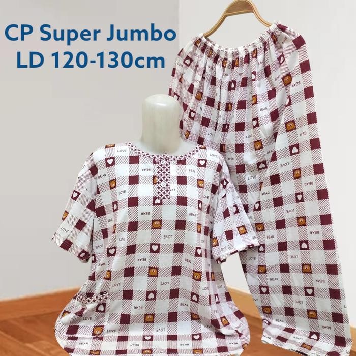 Baju Tidur CP Super Jumbo Babydoll Wanita CP Oversize Bahan Kaos LD 130cm Gambar Bordir Dan Sablon