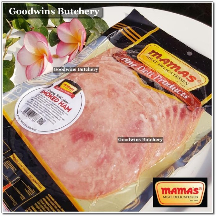 

PORK SMOKED HAM SLICED MAMA'S DELICATESSEN SOEJASCH BALI 250G KODE 520