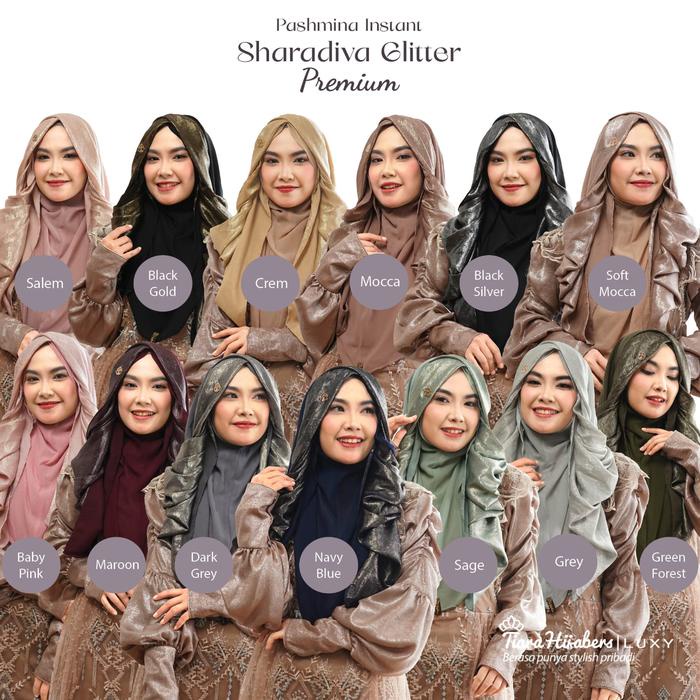 Hijab Mewah/Hijab Instant Sharadiva Glitter/New Hijab Instant/Hijab Kekinian/No logo/akrilik/logo