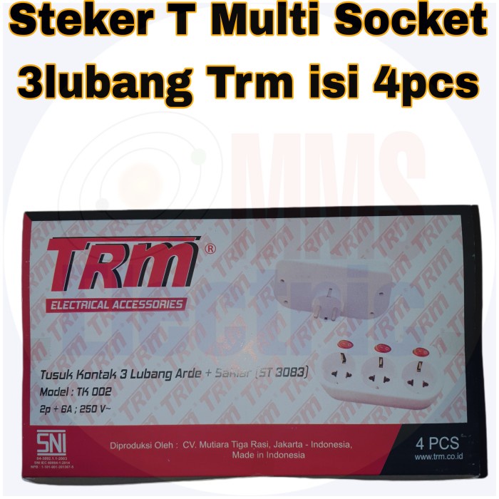 TERBARU STEKER T MULTI SOCKET 3LUBANG/4LUBANG MERK TRM ISI 4PCS