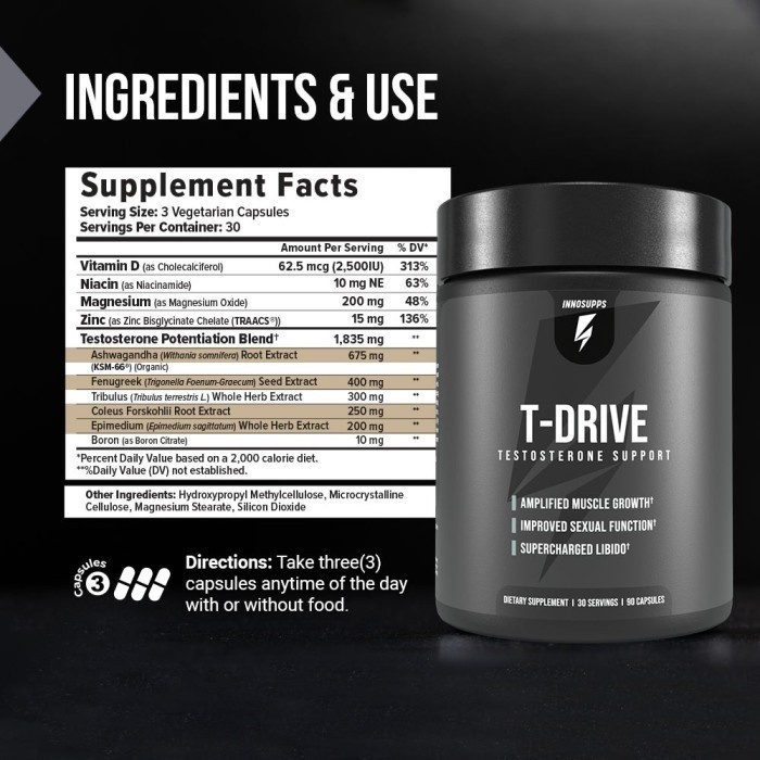 T-Drive Testosterone Support, 90 Capsules