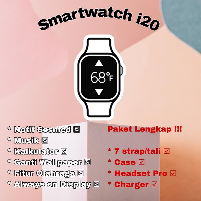 terbaru !!! smartwatch i20 ultra max suit original smartwatch layar 2.3, touch screen bluetooth jam