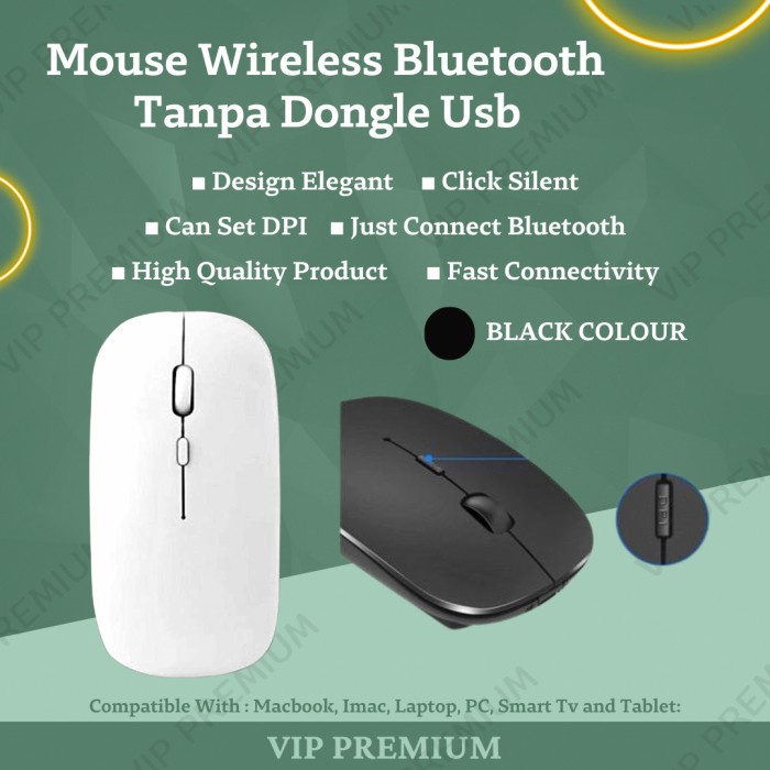 Mouse Wireless Bluetooth Tanpa Dongle Usb Tidak Berisik Silent Click