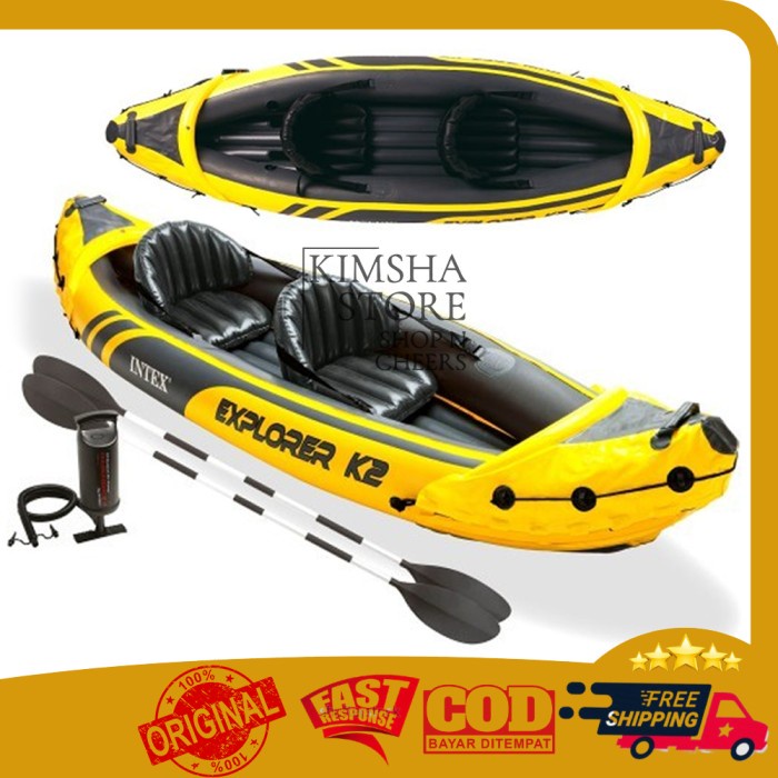 PROMO Intex Explorer K2 Set Kapal Perahu Karet Kano Renang Dewasa Inflatable Boat Perahu 2 Orang