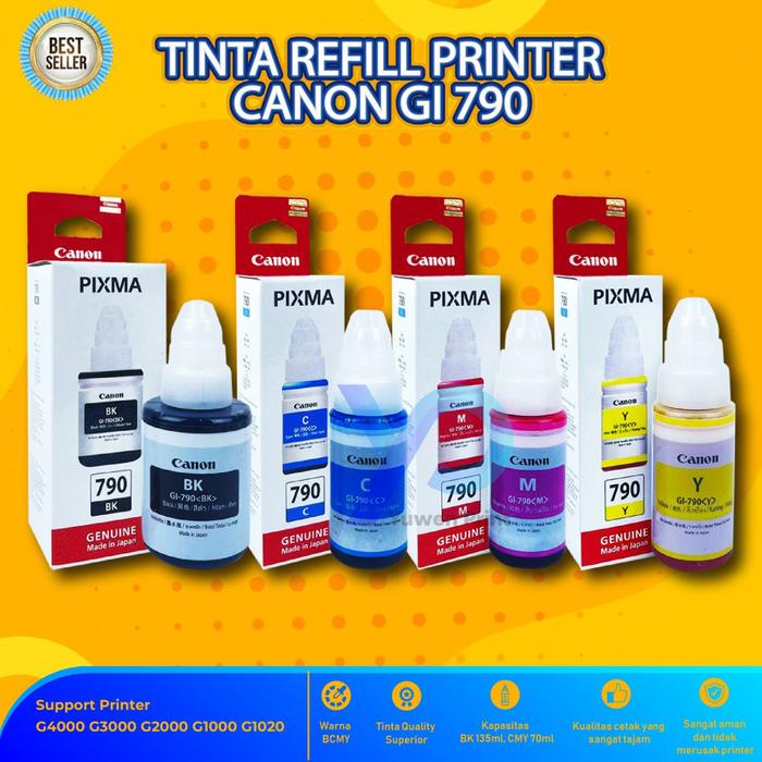 

KUYY SEPAKET TINTA PRINTER PIXMA 790 REFILL SEPAKET 4 BOTOL PREMIUM 790 UNTUK PRINTER G1000 G2000