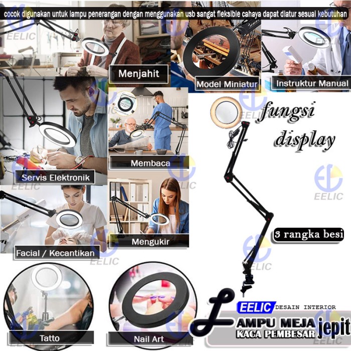 

READY EELIC ELC-J054 LAMPU MEJA LED USB DILENGKAPI DENGAN KACA PEMBESAR MULT COD