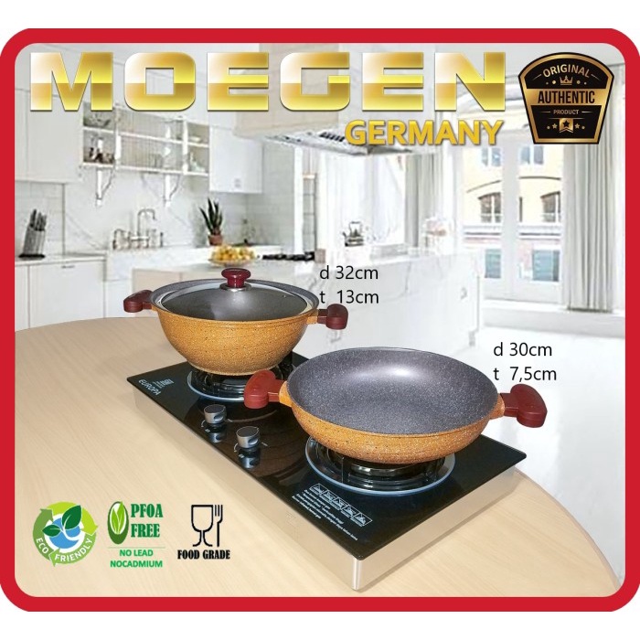 PANCI WAJAN MOEGEN GERMANY SKILLET & STEWPOT SET ANTI LENGKET ORIGINAL