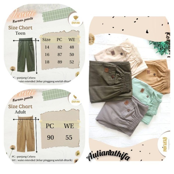 Terbaru Baggy Pants Jennie Korean Style Celana Panjang Anak/Remaja Perempuan
