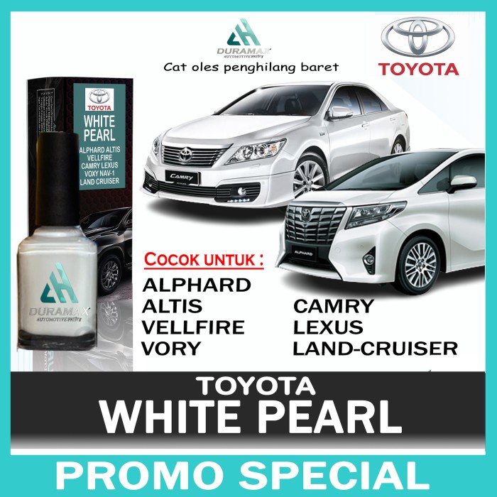 Toyota White Pearl Cat Oles Putih Mutiara Camry Alphard Voxy Vellfire