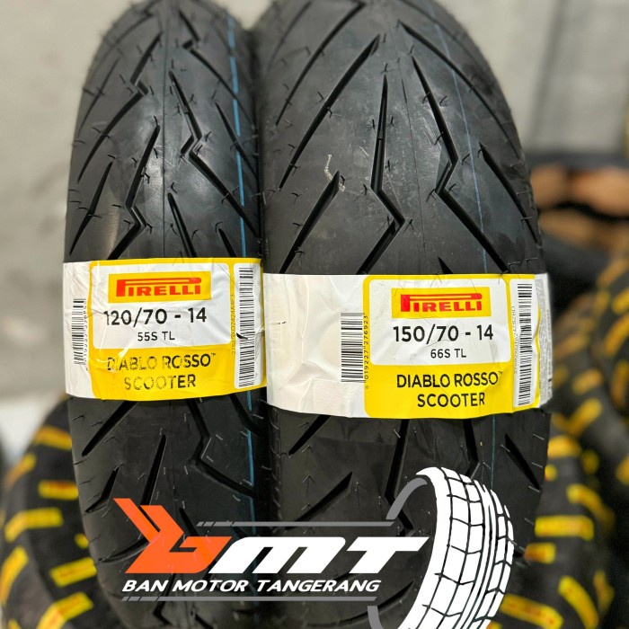 Paket Ban Pirelli Aerox Diablo Rosso Scooter 120/70 & 150/70-14