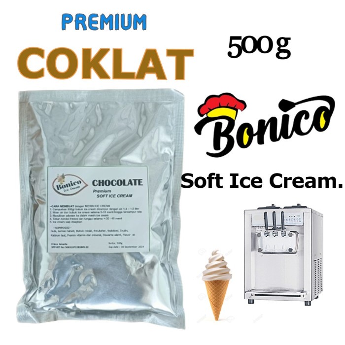 

BONICO COKLAT SOFT ICE CREAM POWDER 500GR PREMIUM RESTO PREMIX BUBUK KODE 81