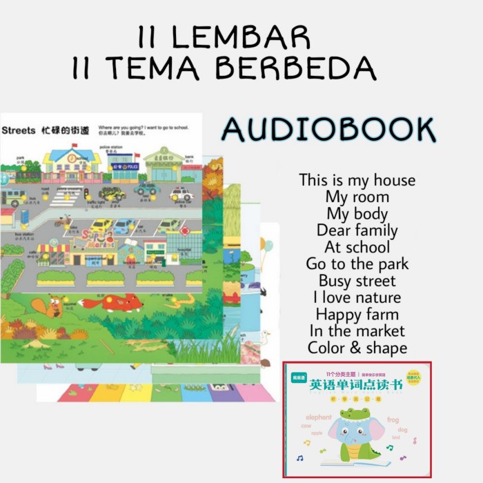 

TERBARU 33 audiobook 11 buku edukasi soundbook inggris mandarin anak pemula PROMO!