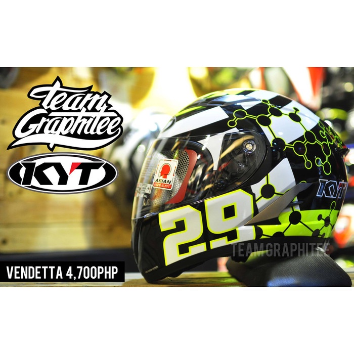 Helm Kyt Vendetta 2 Motif Andrea Iannone Black White Full Face Visor