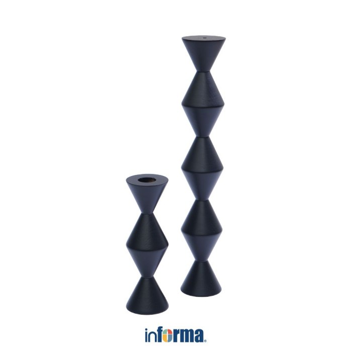 Informa Set 2 Pcs Simone Tempat Lilin Dekorasi - Hitam Candle Holder Deco Wadah Lilin Dekoratif