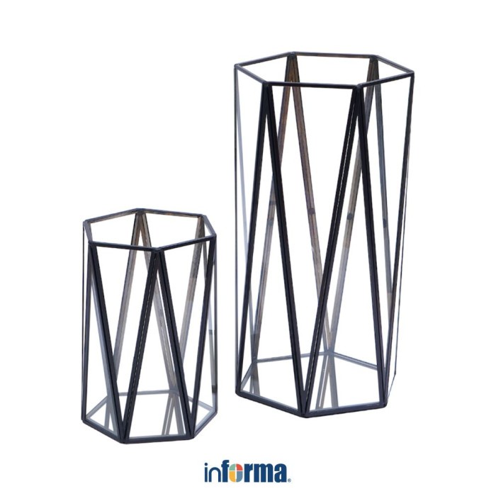 Informa Set 2 Pcs Agate Tempat Lilin Dekorasi - Hitam Candle Holder Deco Wadah Lilin Dekoratif