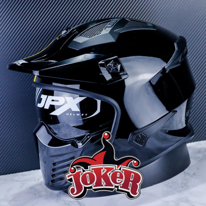 Jpx Helm Mx726R Mx04 Super Black Yellow Mx726 R Crossover Mx 04