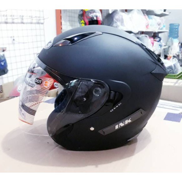 Helm Ink Metro 2 Solid Black Doff Double Visor Helm Sni