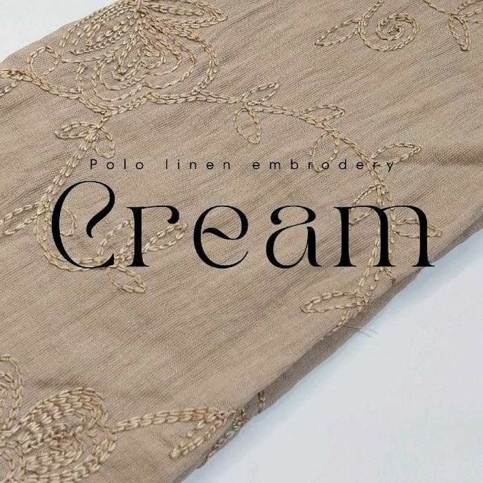polo linen bordir 1.5 meter / kain polo linen meteran / polo linen embrodery / kain bordir polo