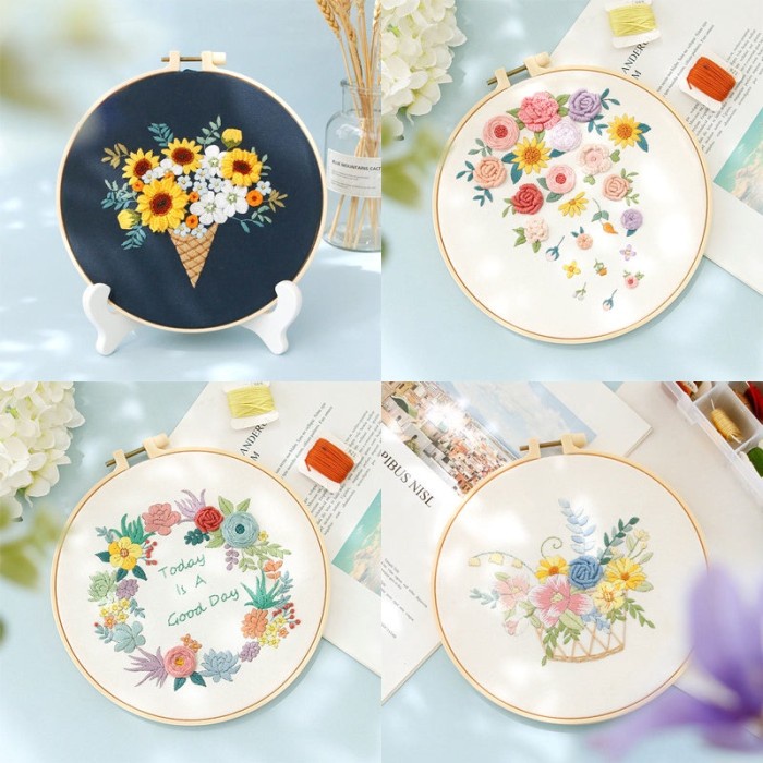 Set Sulam Tangan Pola Pemula Lukisan Hand Embroidery Stater Kit seri F