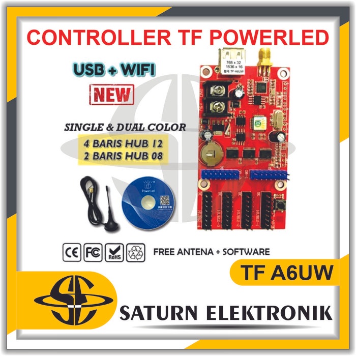 TF-A6UW CONTROLLER WIFI RUNNING TEXT DAN ANTENA