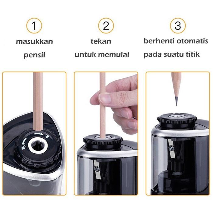 

BERGARANSI MMM-COD Rautan Pensil Listrik Otomatis Manual Baterai Refill Rautan Pensil Elektrik